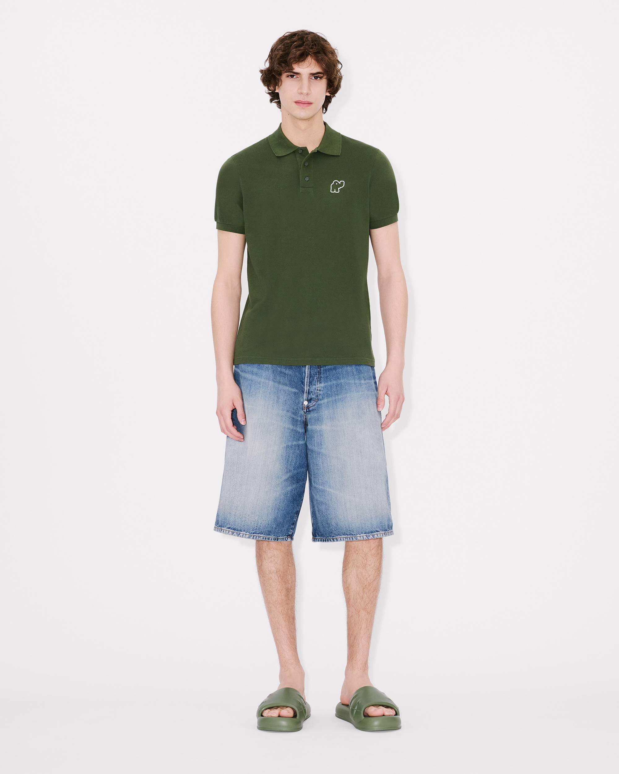 'KENZO Elephant Logo' embroidered slim polo in cotton - 5