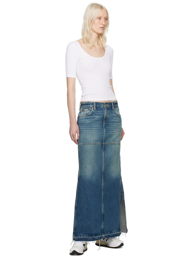 RE/DONE Blue Split Denim Maxi Skirt outlook