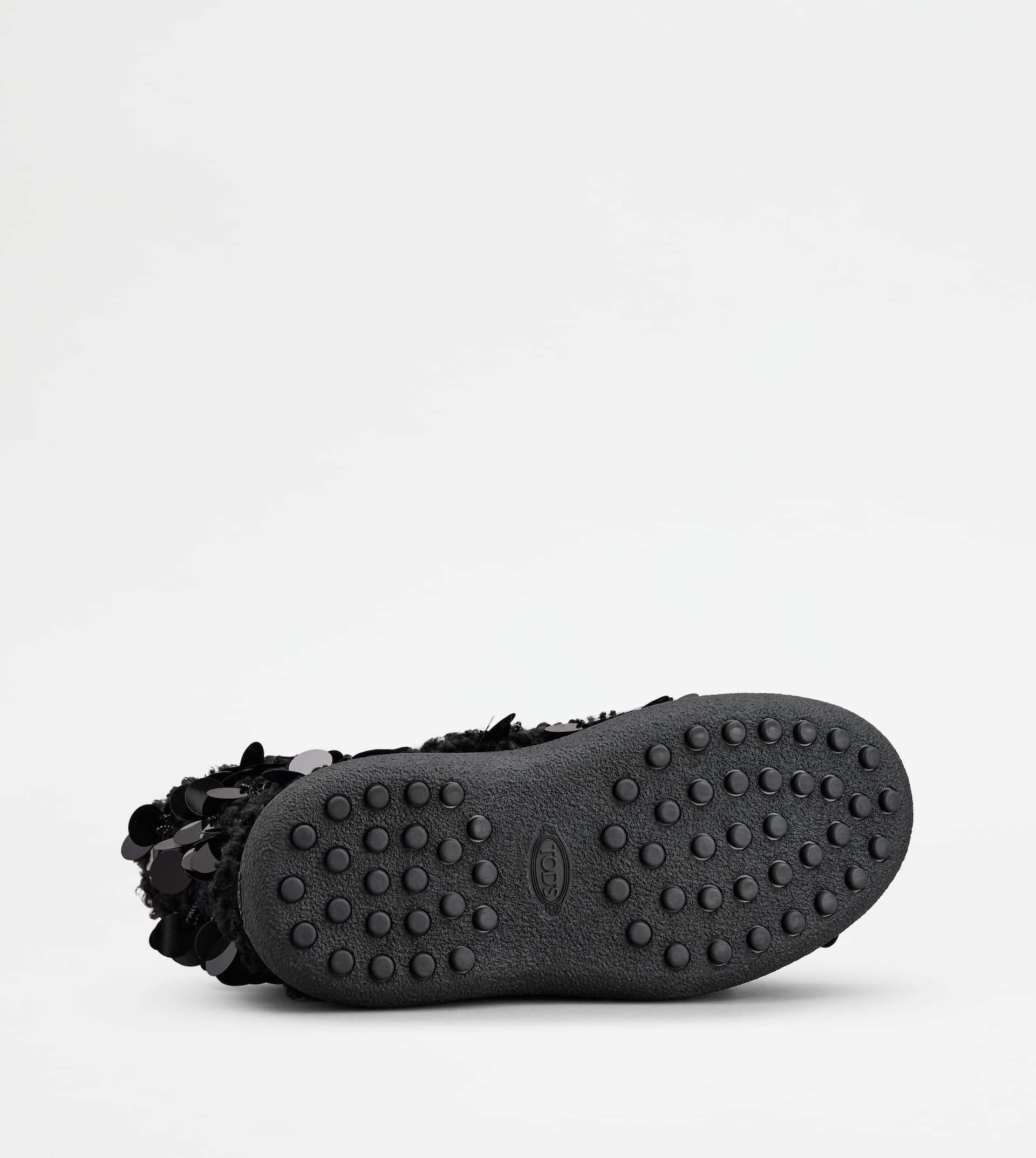 TOD'S W. G. LACE-UP ANKLE BOOTS IN FAUX FUR - BLACK - 4