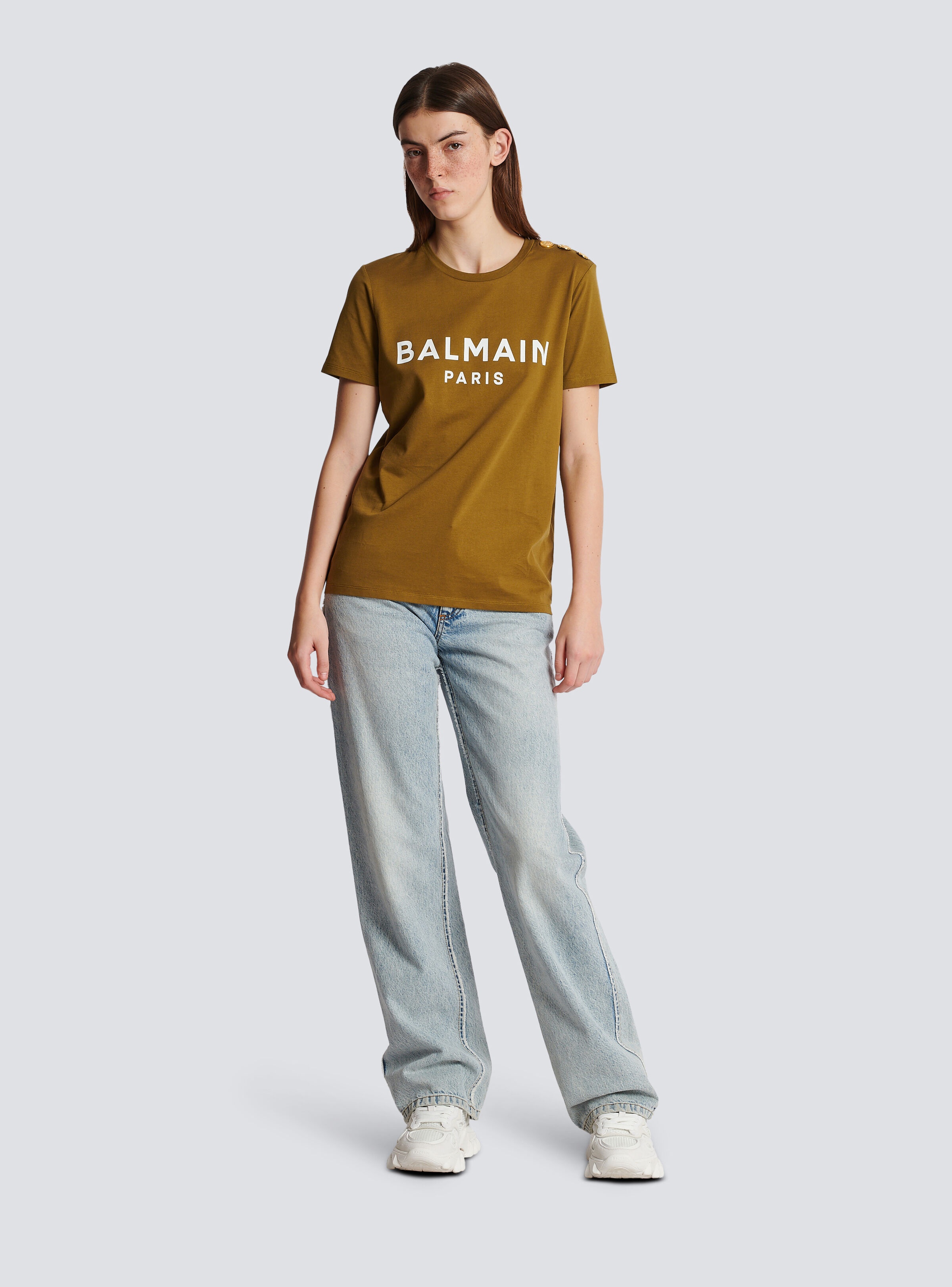Eco-responsible cotton T-shirt with Balmain logo print - 2