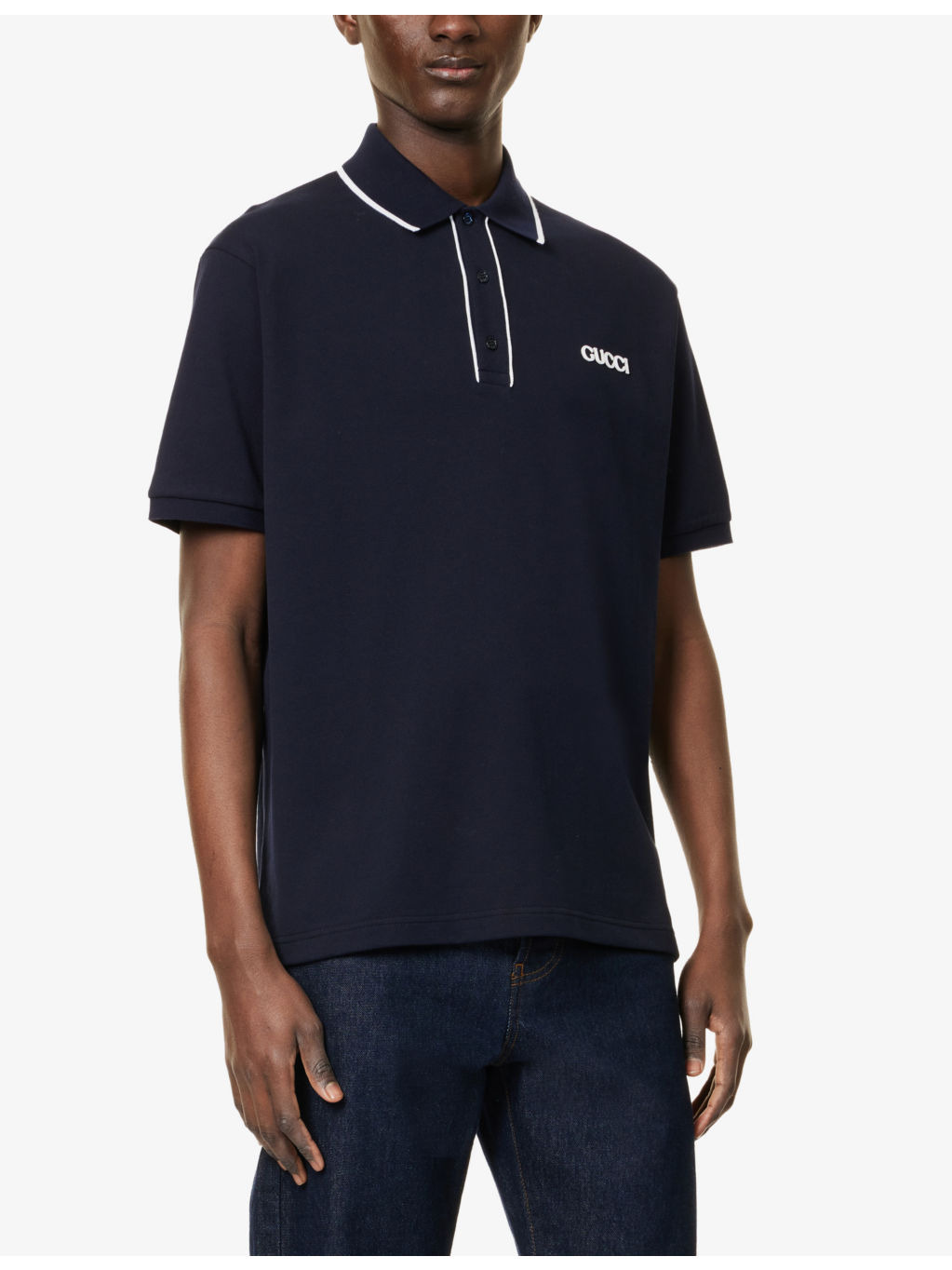 Logo text embroidered cotton polo shirt - 3