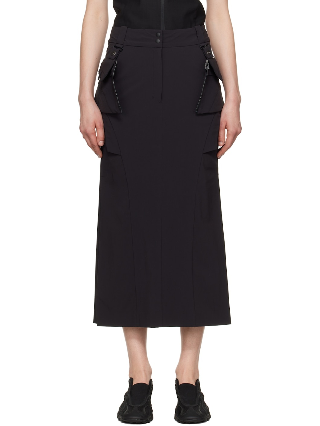 Black Cargo Midi Skirt & Top Set - 1