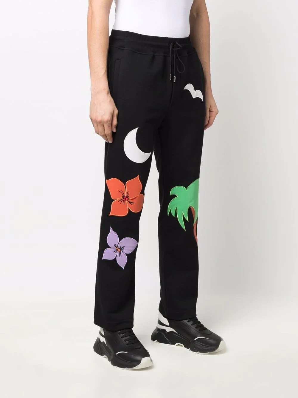 embroidered straight track pants - 3