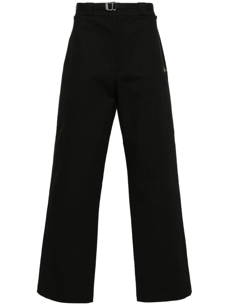 embroidered-logo straight-leg trousers 1
