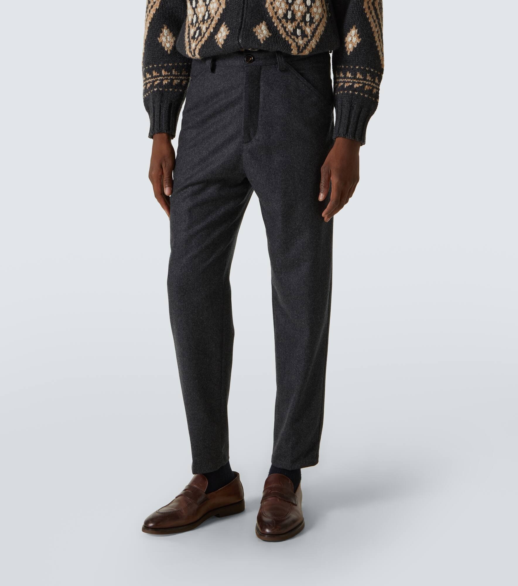 Pleated virgin wool straight pants - 3