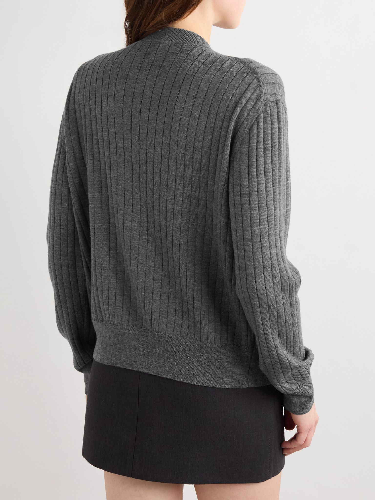 Ribbed wool cardigan Gray - 3