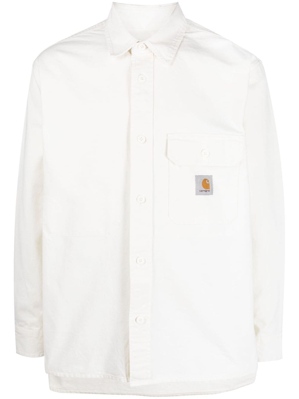 logo-patch cotton shirt - 1