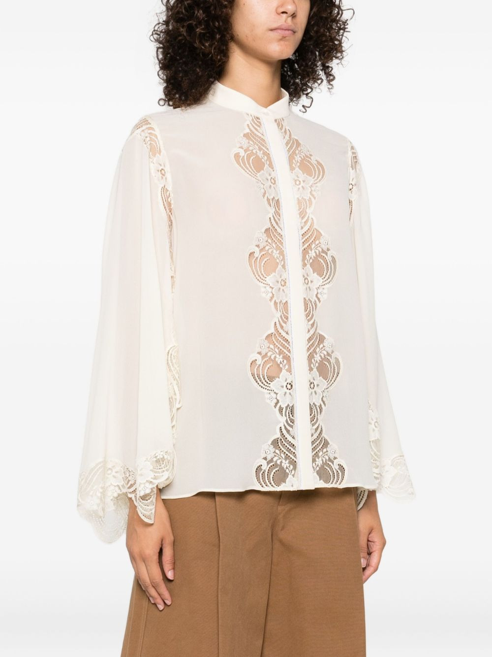 lace-trimmed blouse - 3