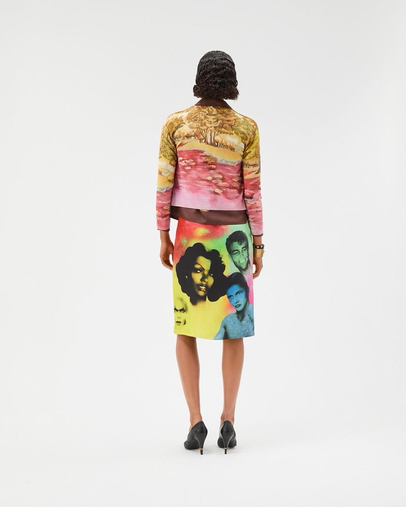 VERSACE Printed Silk Twill Pencil Skirt outlook
