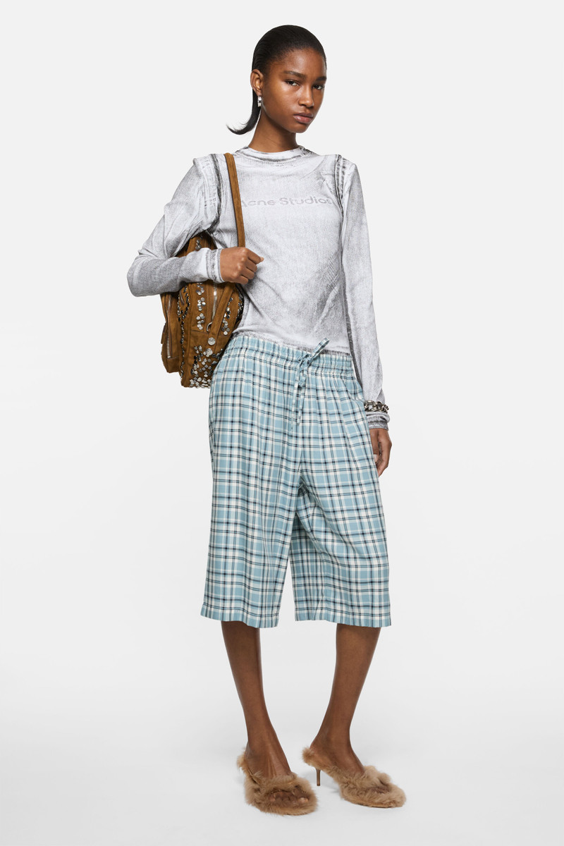 Acne Studios Casual flannel check shorts - Turquoise/blue/white outlook
