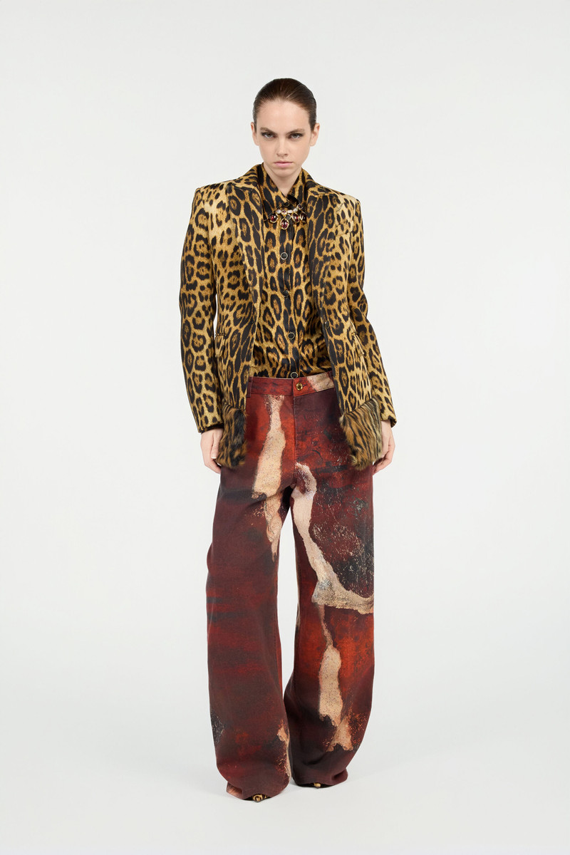 Roberto Cavalli Silk Shirt With Jaguar Skin Print outlook