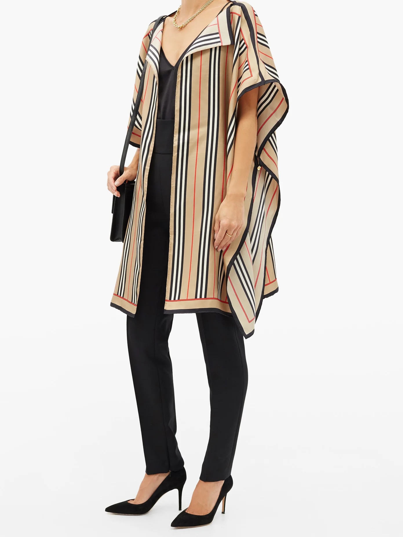 Nova-striped silk-twill cape - 2