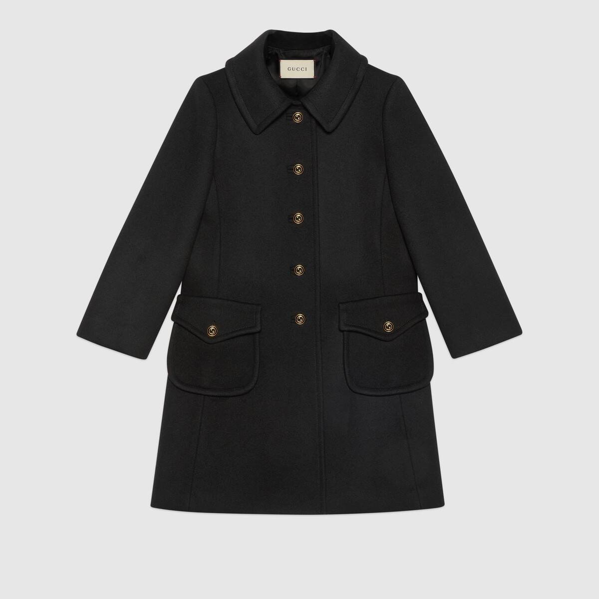 Wool coat with logo buttons - 1