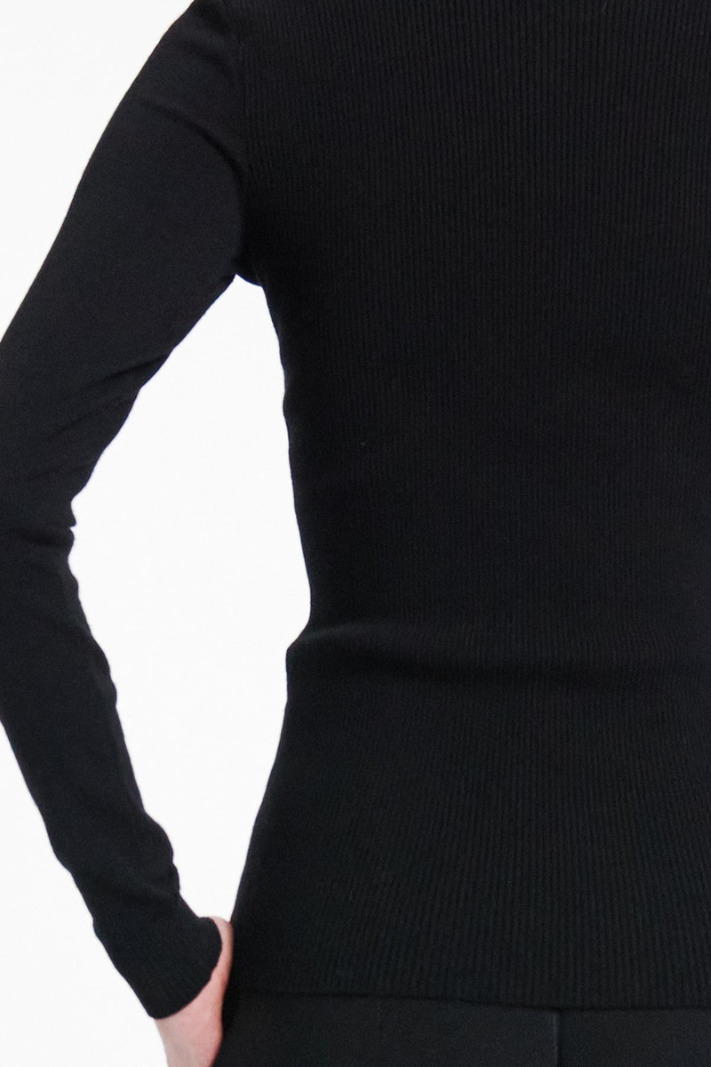 A.W.A.K.E. MODE KNIT TOP FRONT WAIST LINE CUTOUT LIP APPLIQUÉ BLACK outlook