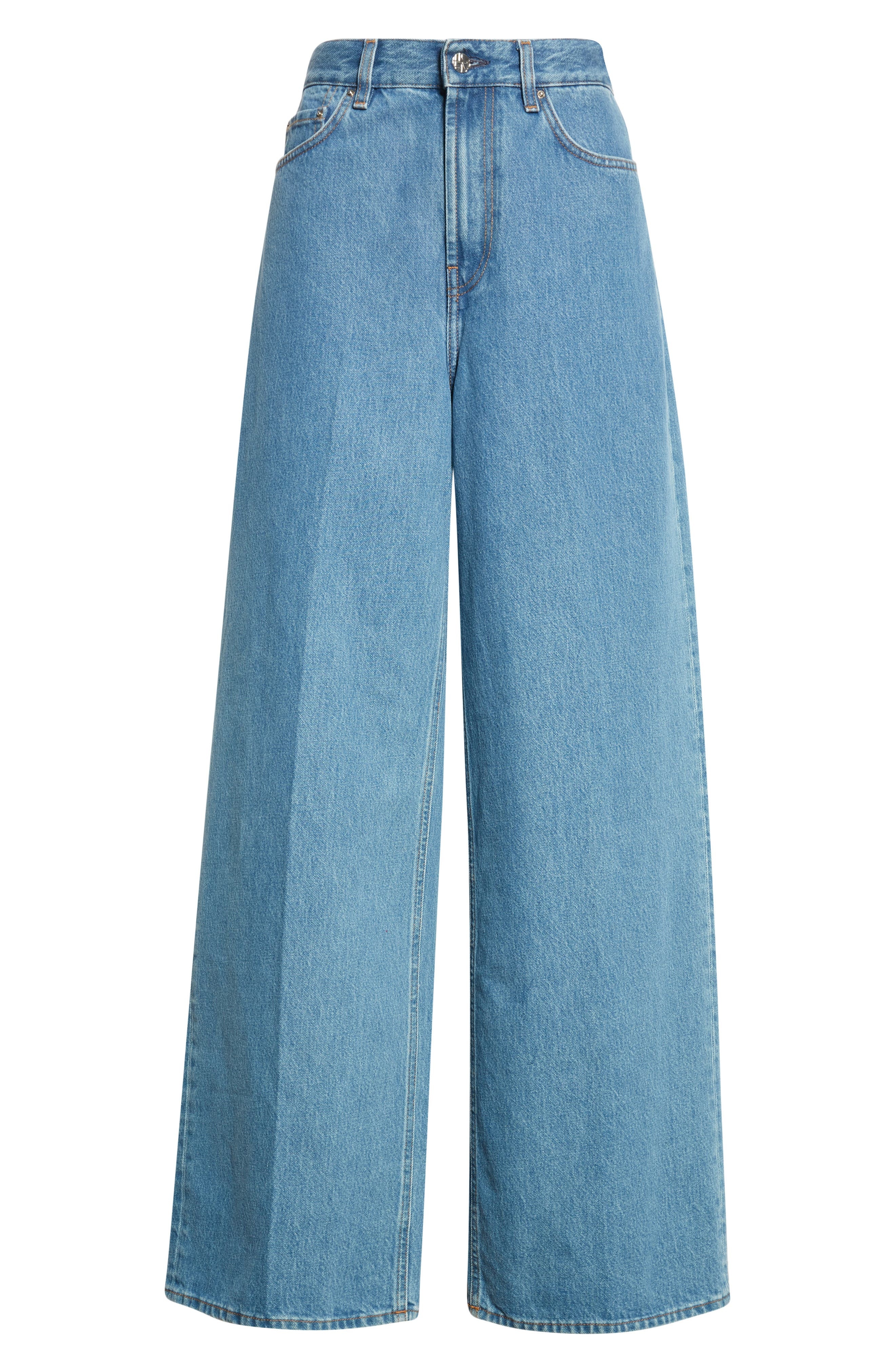TOTEME Wide Leg Organic Cotton Jeans in Vibrant Blue at Nordstrom - 6