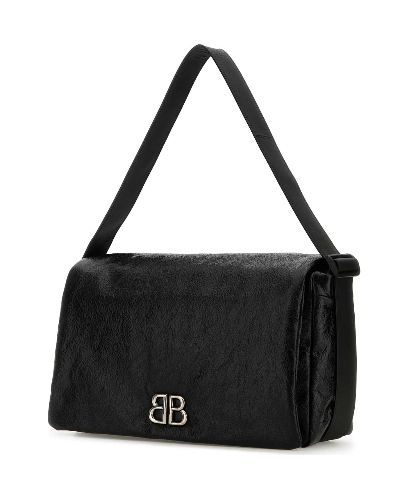 Black Leather Medium Monaco Crossbody Bag - 2