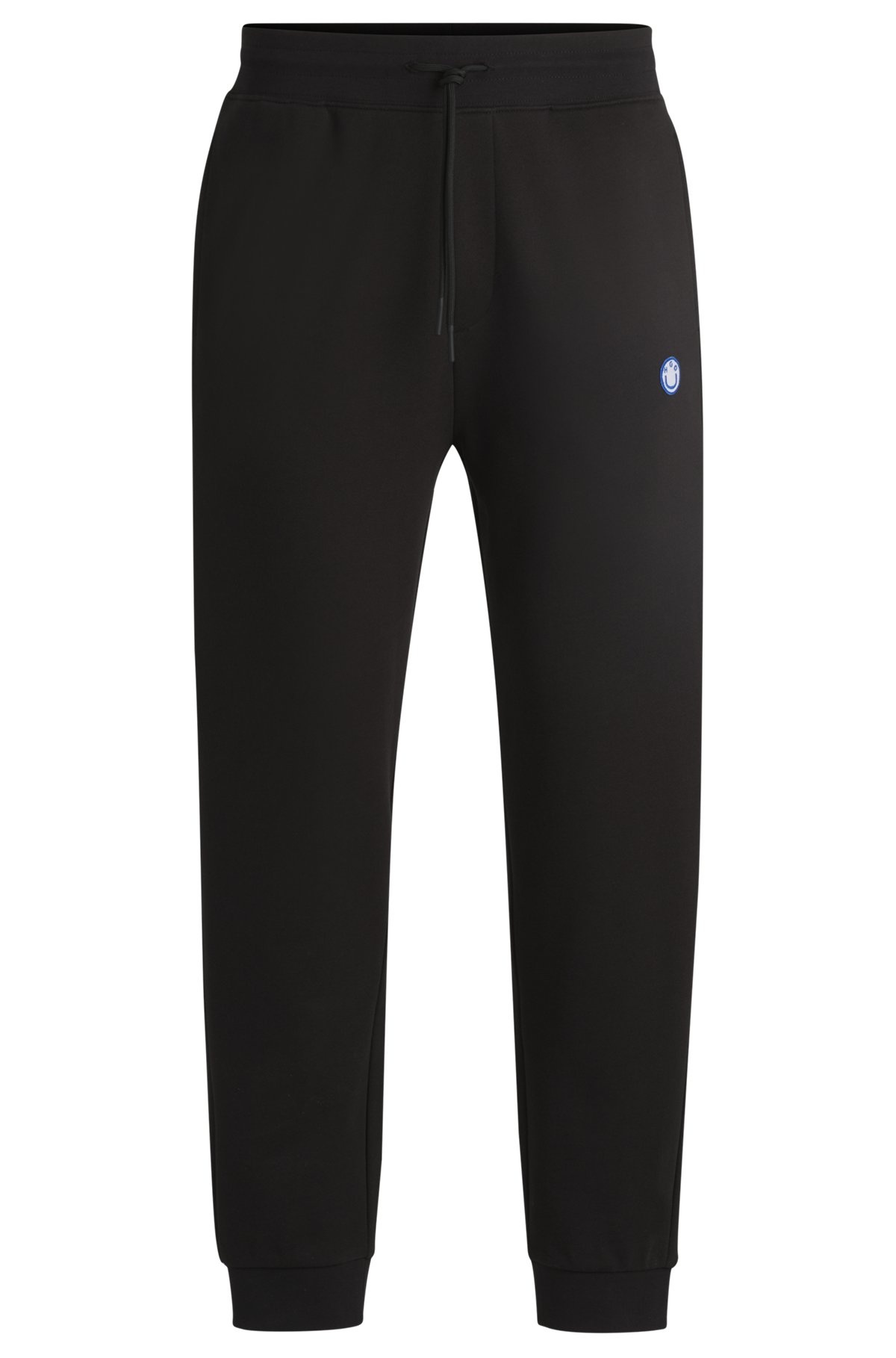 COTTON-TERRY TRACKSUIT BOTTOMS WITH HAPPY HUGO LOGO PATCH - 1