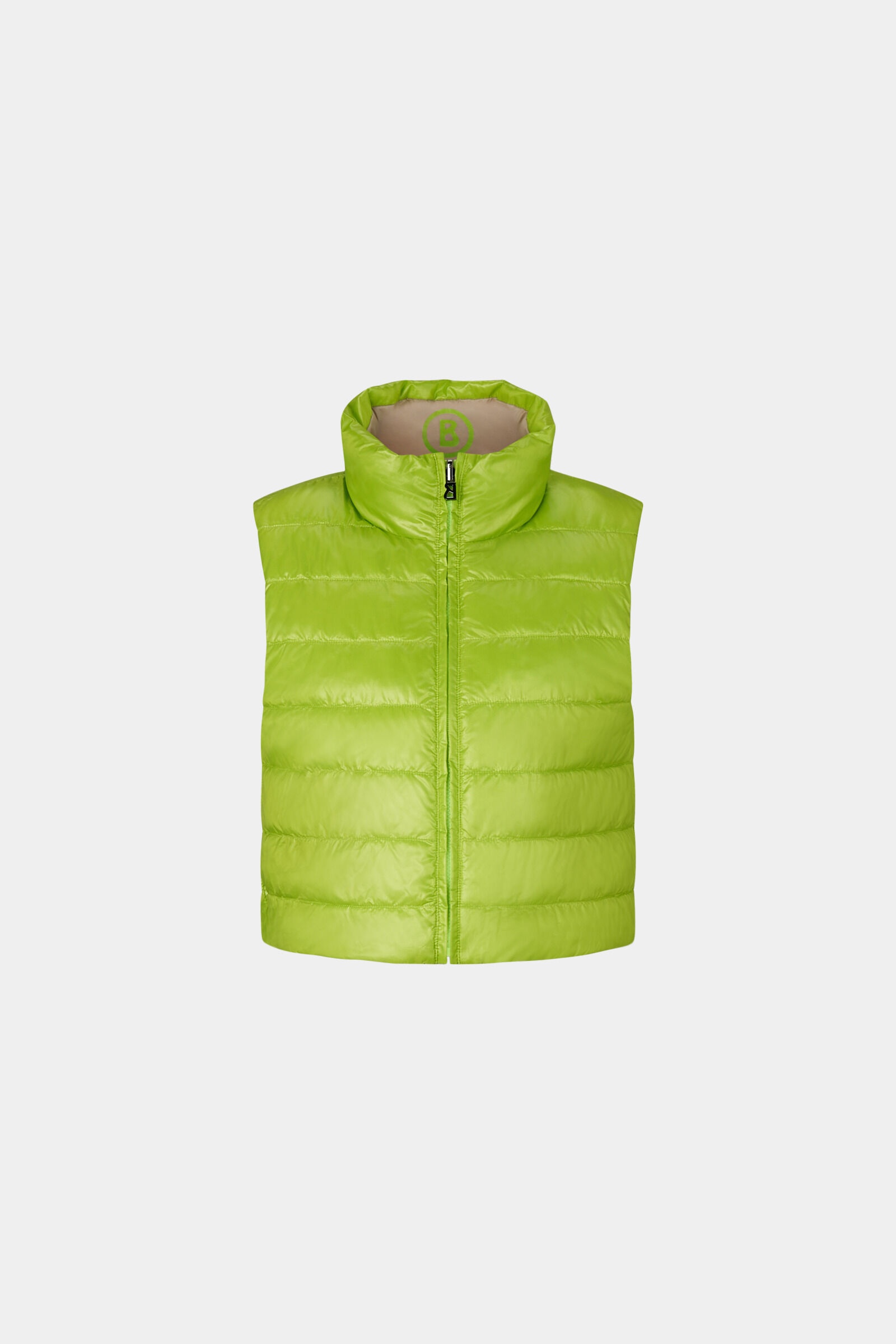 Aliah Reversible quilted waistcoat in Beige/Light green - 9