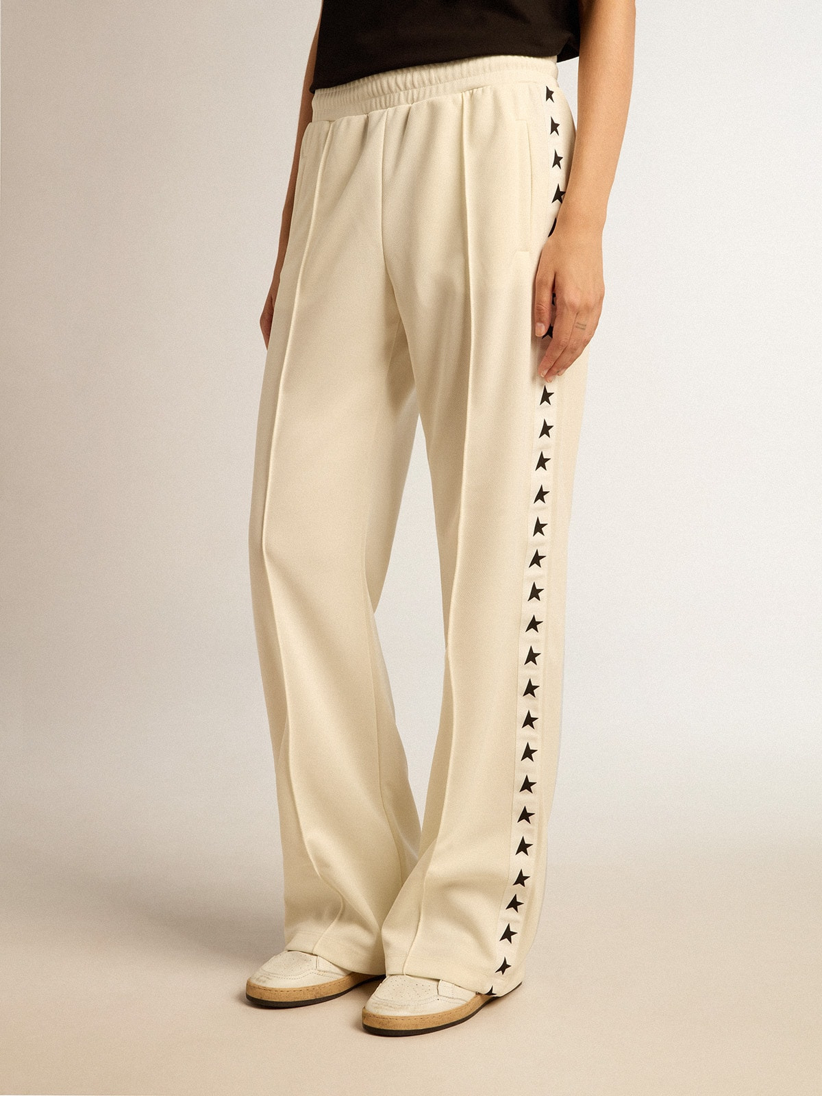 Women’s white joggers with stars on the sides - 2
