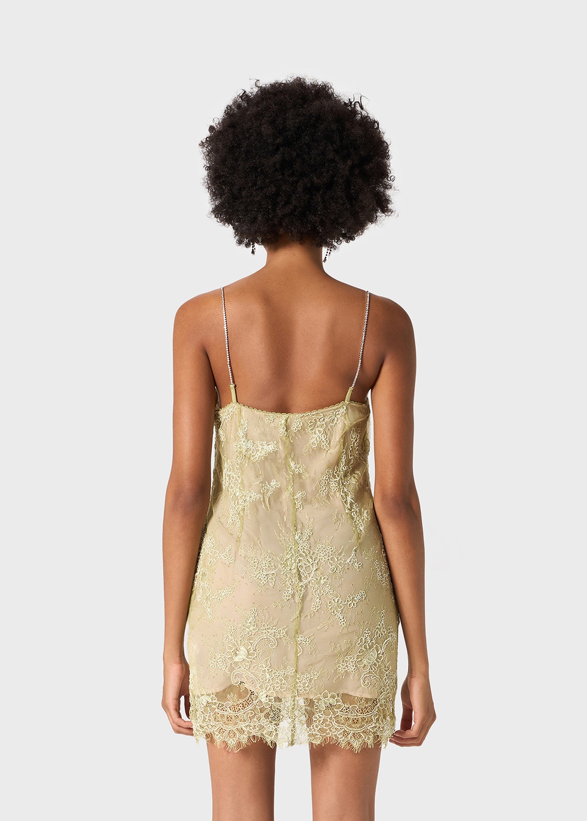 MINI DRESS IN RÉBRODÉ LACE WITH RHINESTONE DETAILS - 4