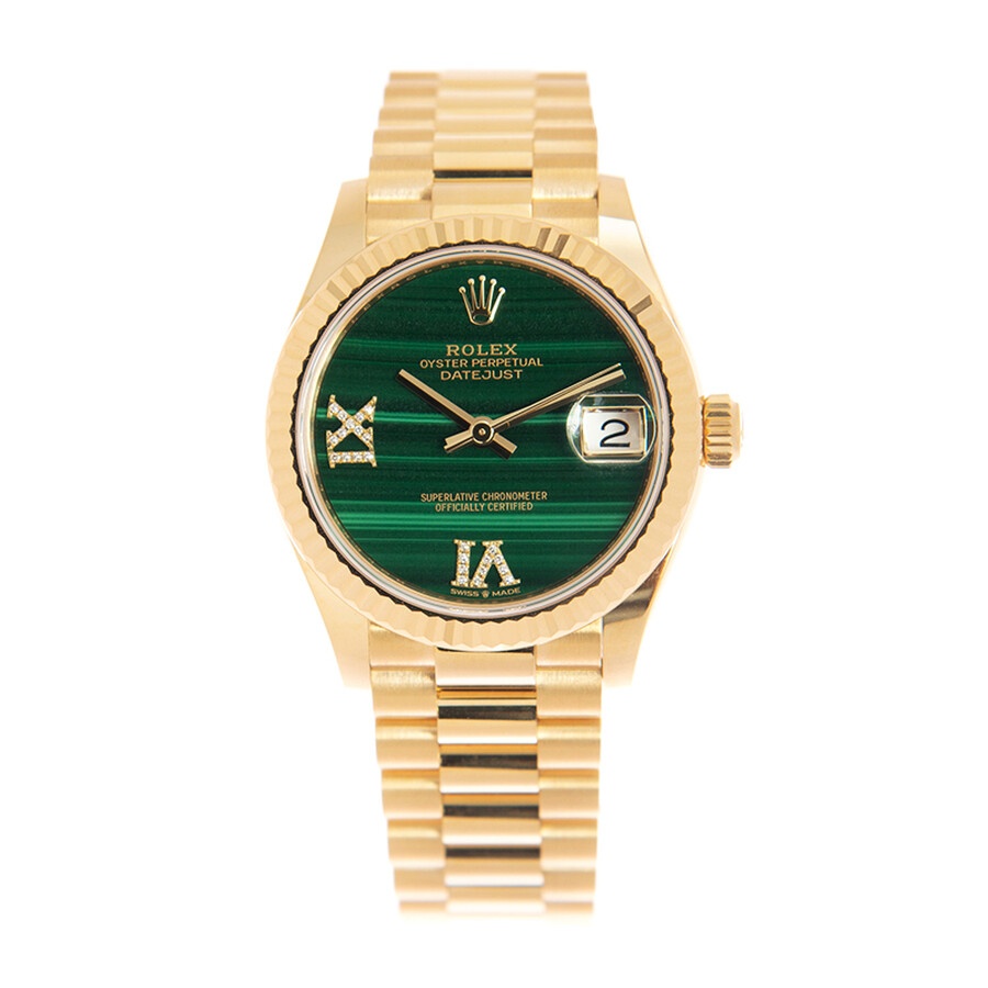 Rolex Datejust 31 Malachite Diamond Dial Ladies 18kt Yellow Gold President Watch 278278MLRDP - 2
