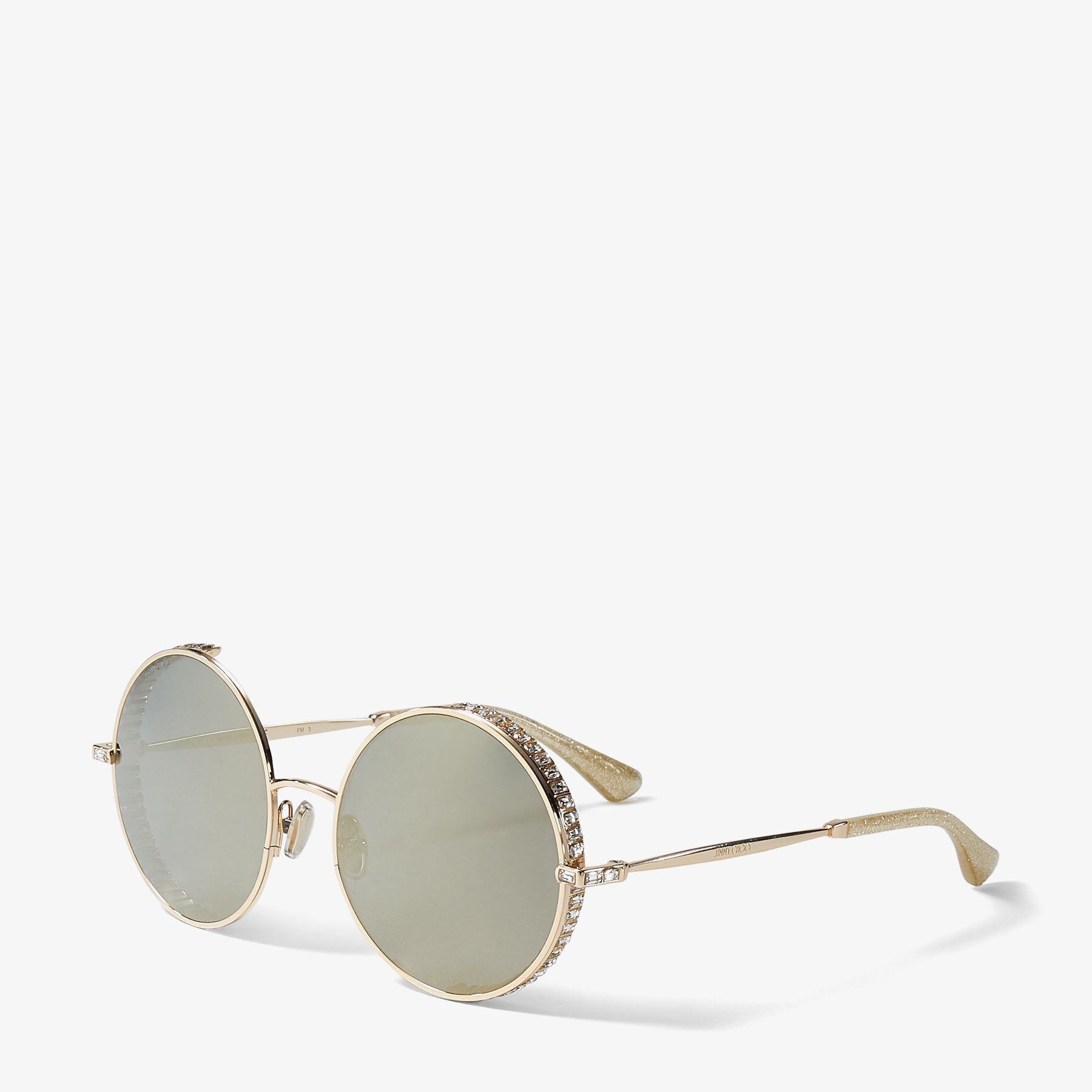 Goldy
Gold Round-Frame Sunglasses with black Swarovski Crystal Embellishment - 3