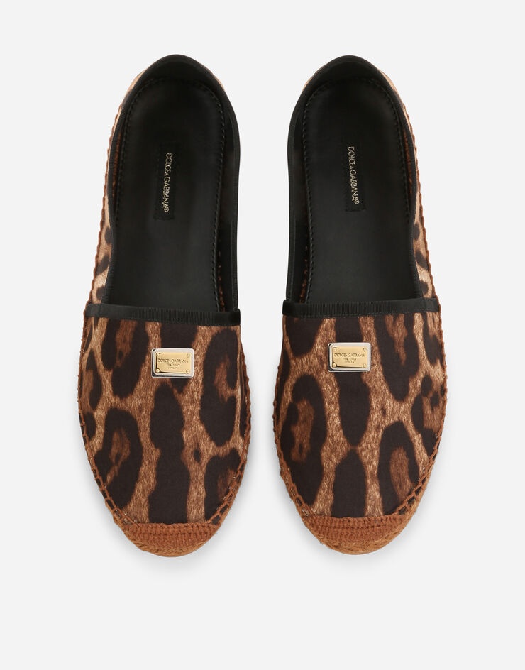 Leopard-print cotton espadrilles with branded plate - 4