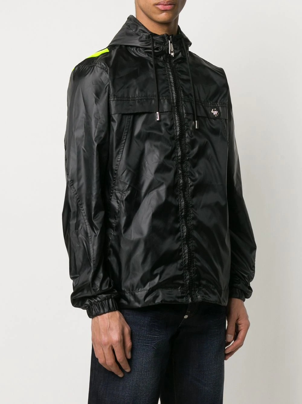 drawstring hood zip up rain jacket - 3