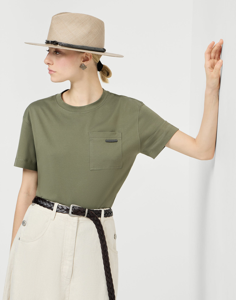 Cotton jersey T-shirt with shiny tab 5
