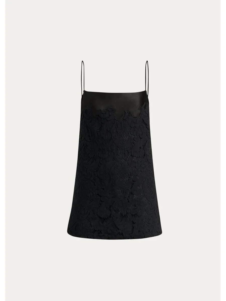 Neema Floral Lace Silk-Blend Longline Top - 1