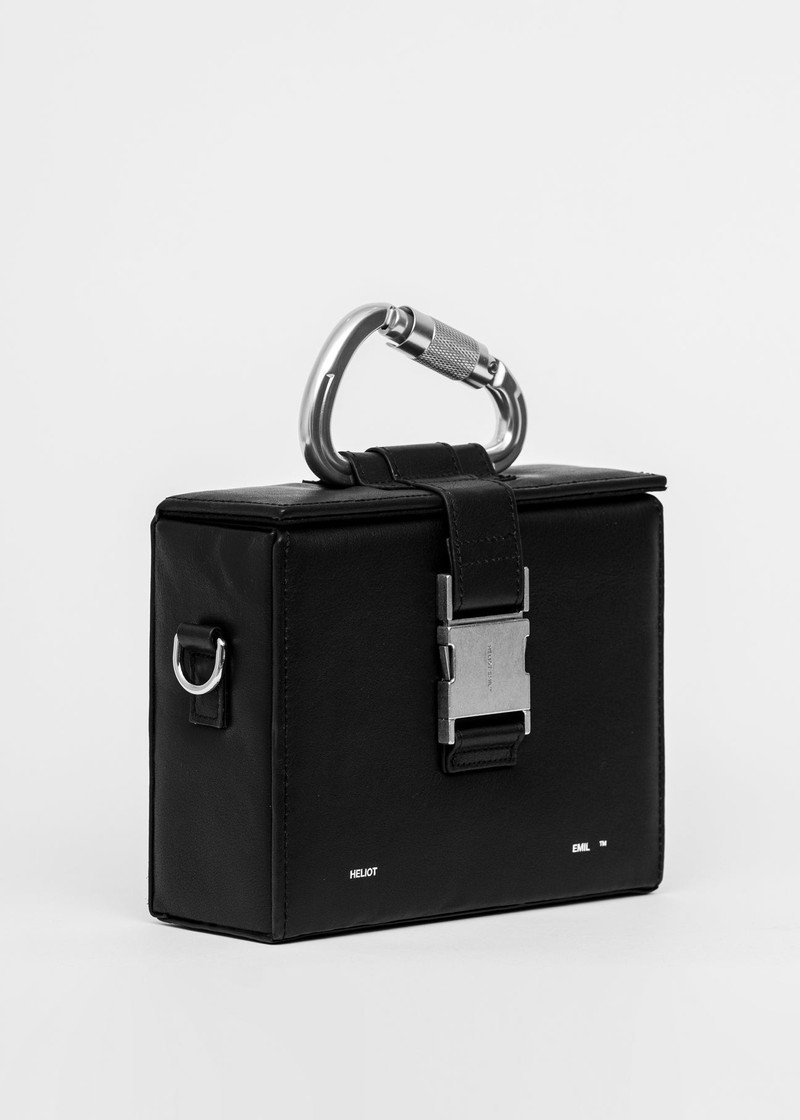 BLACK LEATHER CARABINER BOX BAG 6