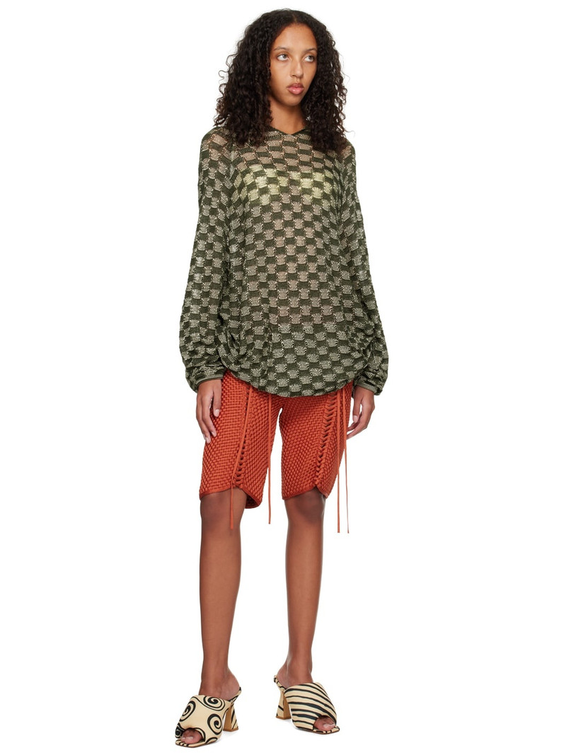 ISA BOULDER SSENSE Exclusive Green & Off-White Hoodie outlook