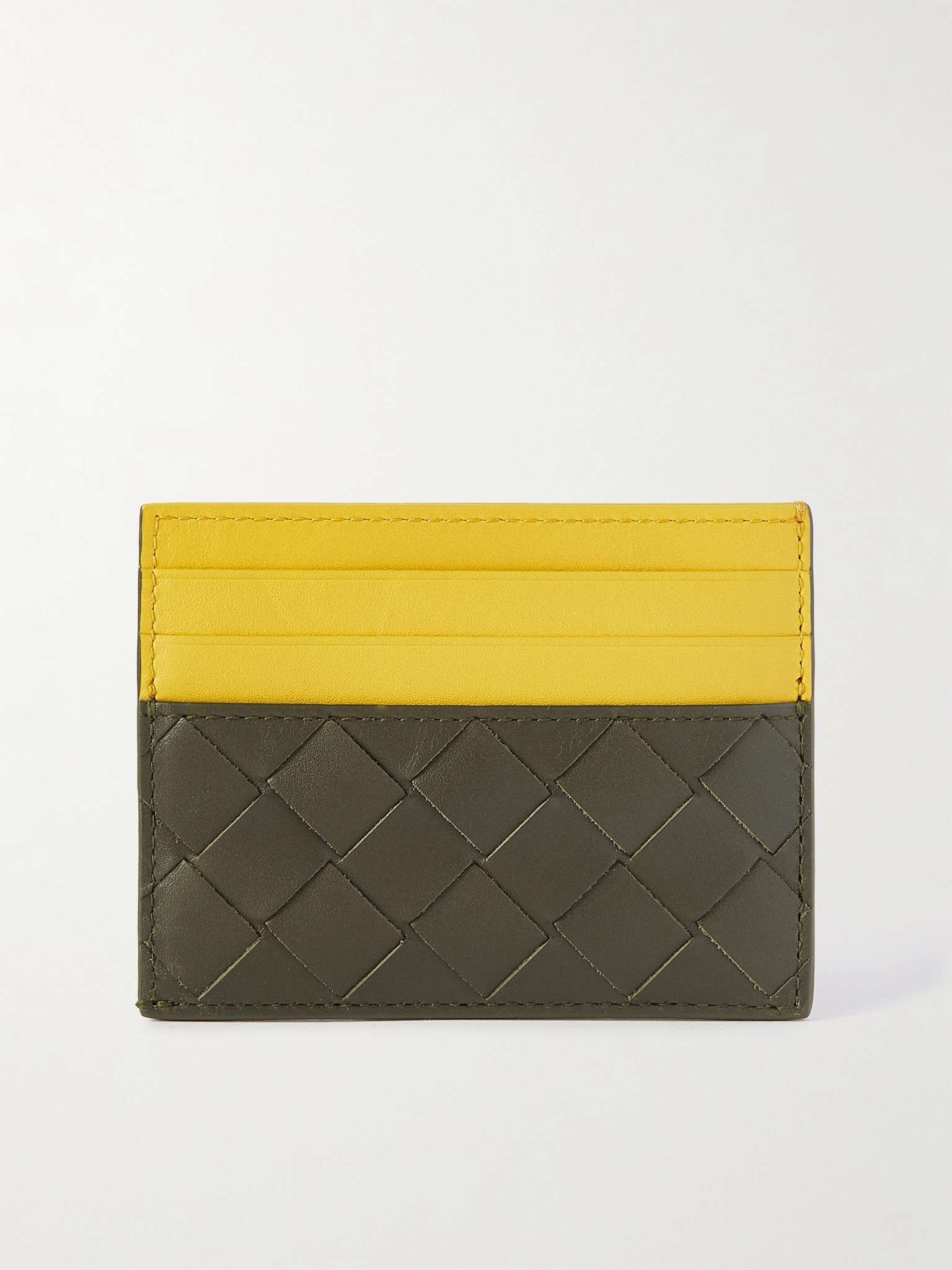 Colour-Block Intrecciato Leather Cardholder - 1