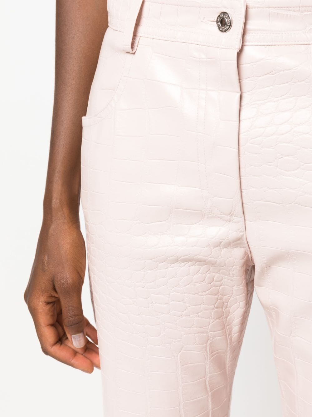 embossed-crocodile flared trousers - 5