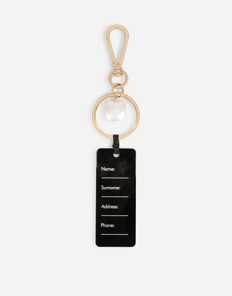 Metal keychain with tag and branded pearl - 2