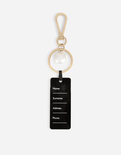 Dolce & Gabbana Metal keychain with tag and branded pearl outlook