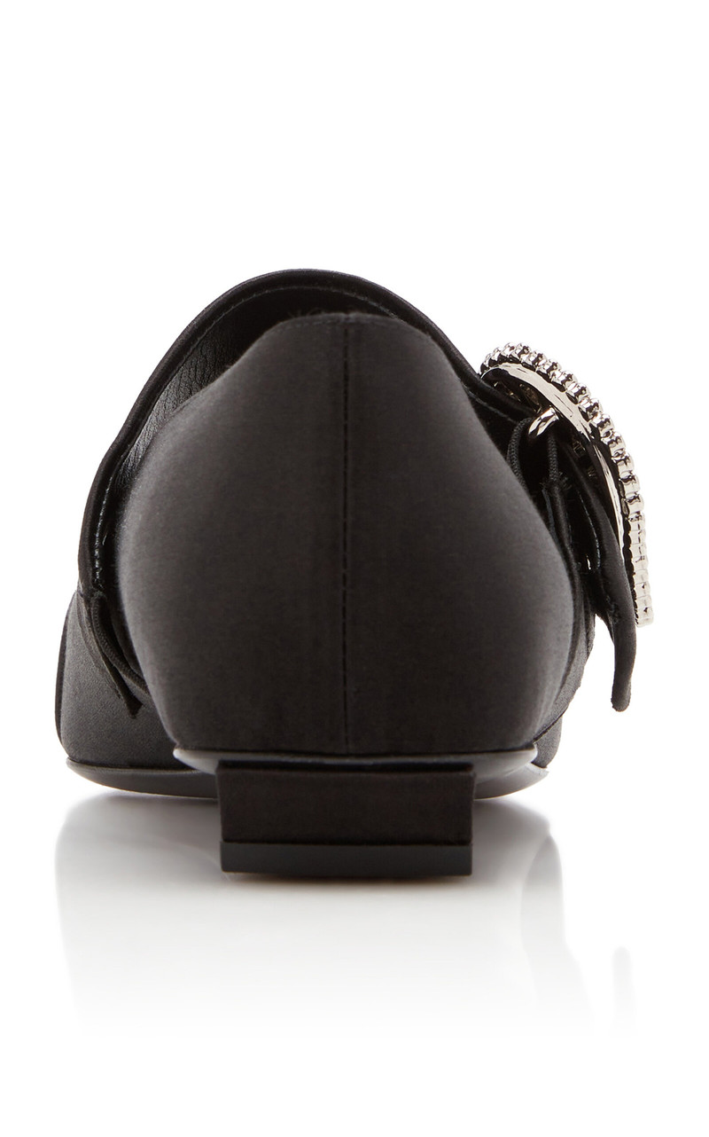 Roger Vivier BV Crystal-Embellished Babies Satin Flats black outlook