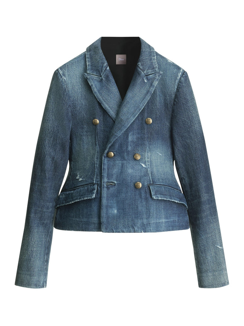 SHORT BAR JACKET IN BLUE COTTON TWILL 1