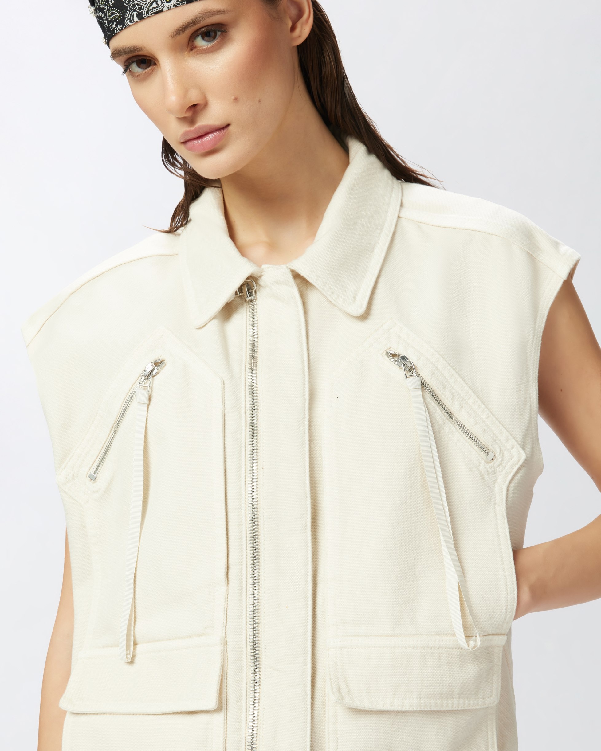 SLEEVELESS COTTON WORKWEAR VEST WITH POCKETS - 5