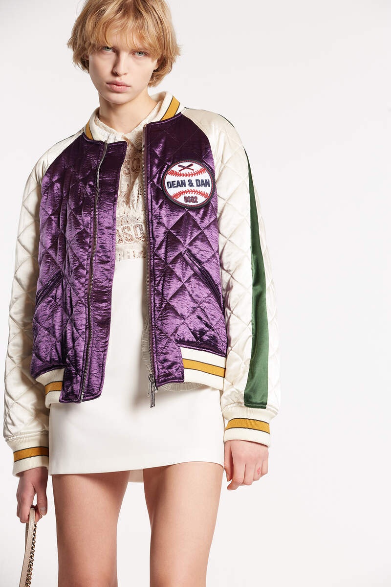 VARSITY SATIN BOMBER JACKET - 4