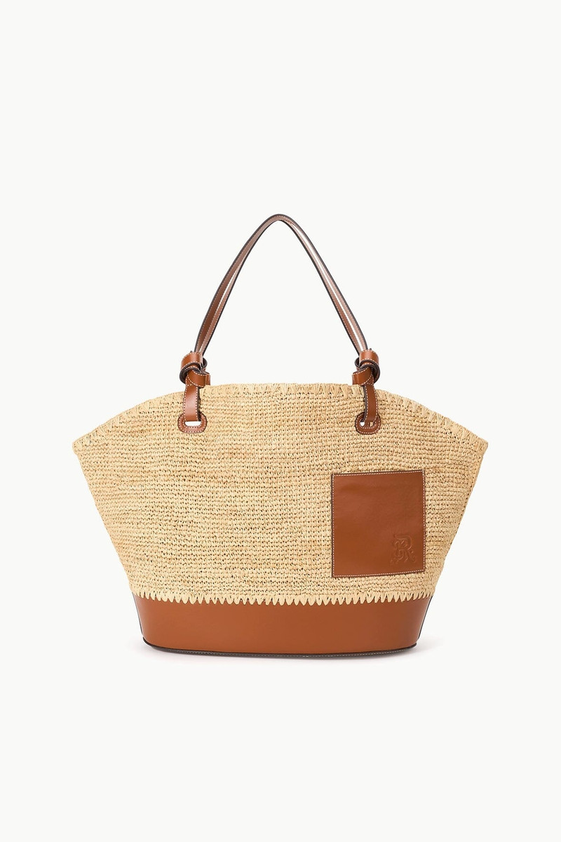 STAUD ST. REGIS SQUILLO RAFFIA TOTE NATURAL TAN 1