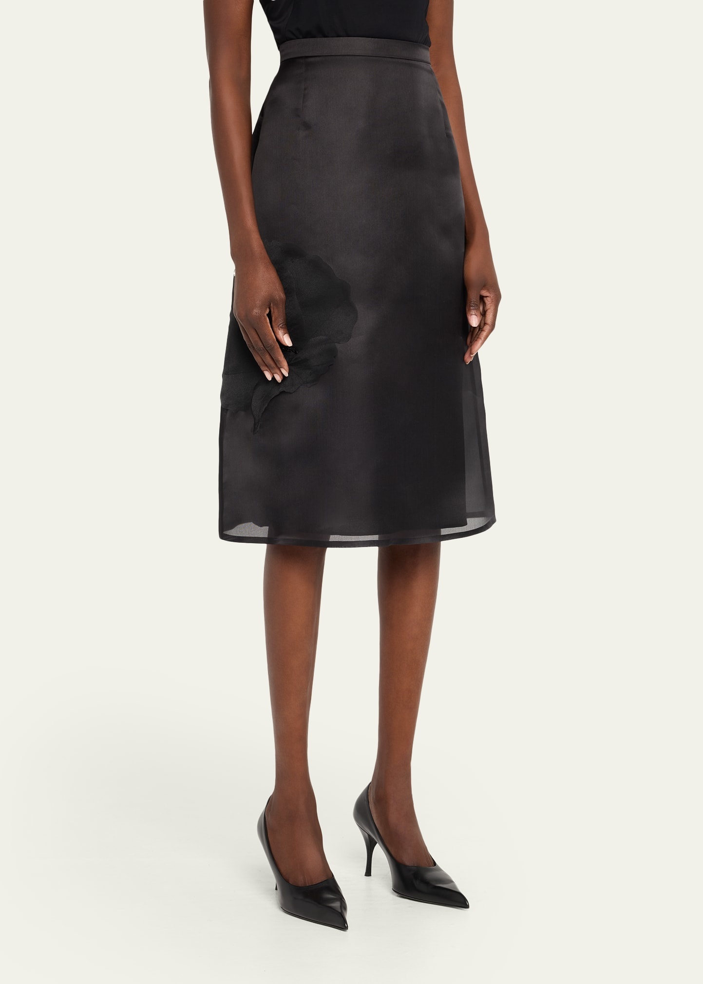 Anemone Corsage Organza Midi Skirt - 4