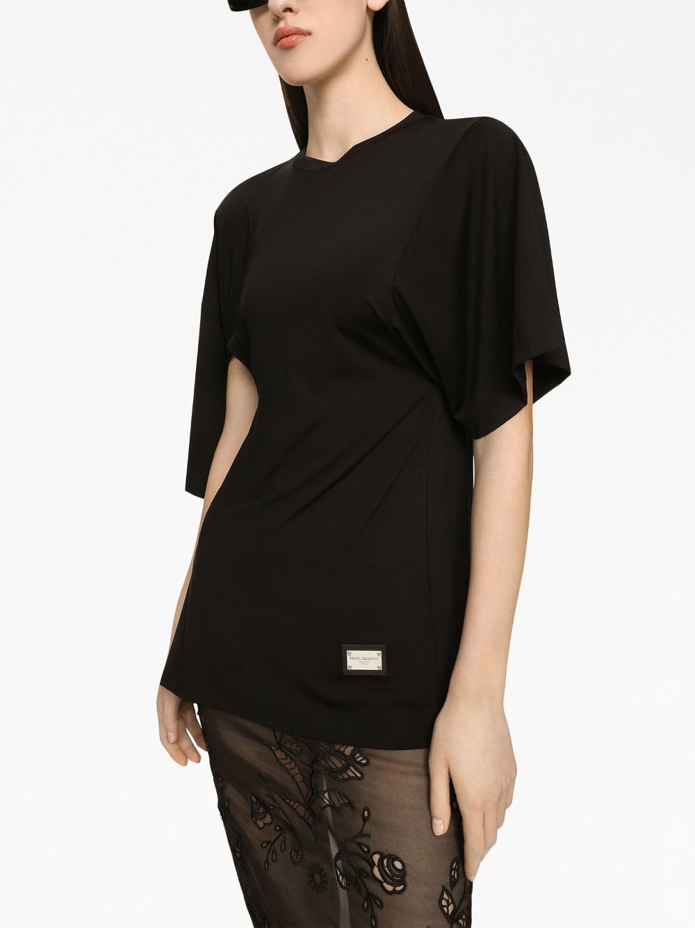 asymmetric logo-plaque T-shirt - 5