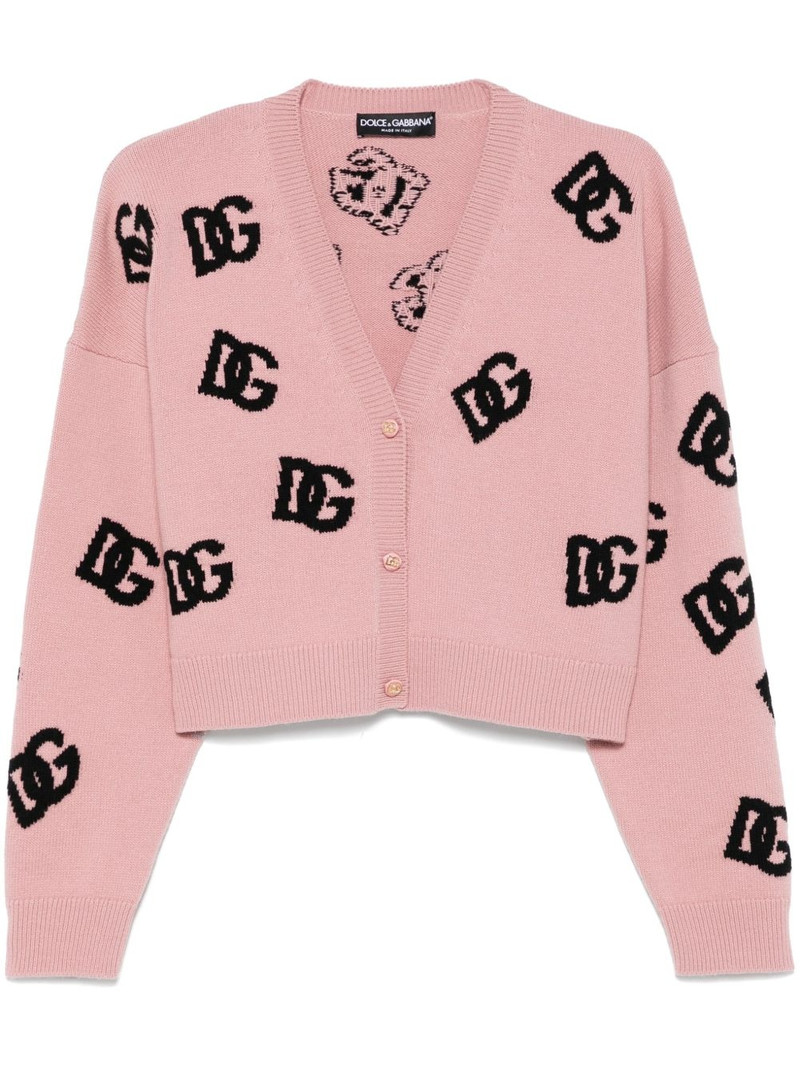 jacquard-logo cropped cardigan 1