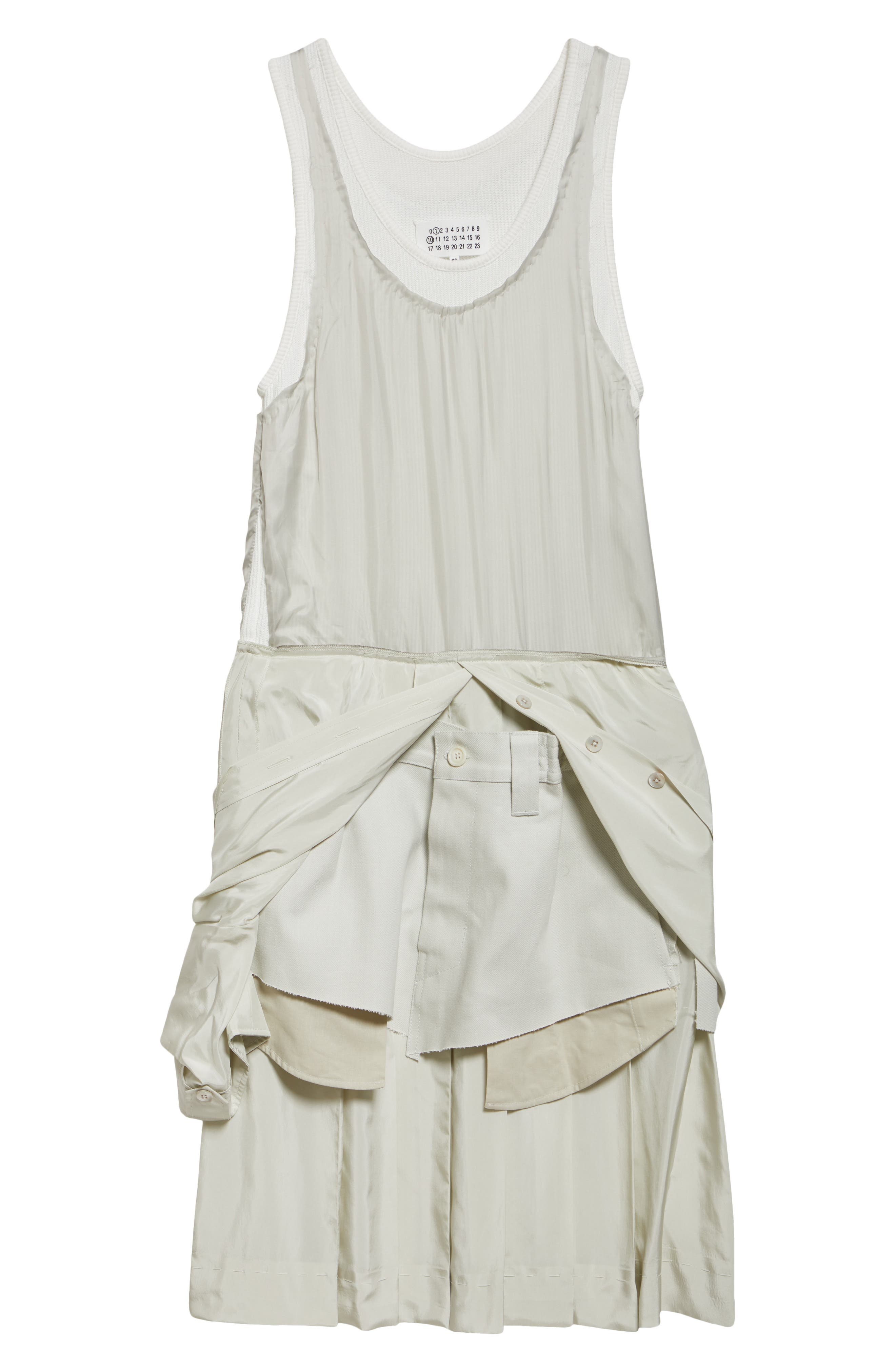 Maison Margiela Deconstructed Mixed Media Midi Dress in Healing Aloe And Pearl at Nordstrom - 6