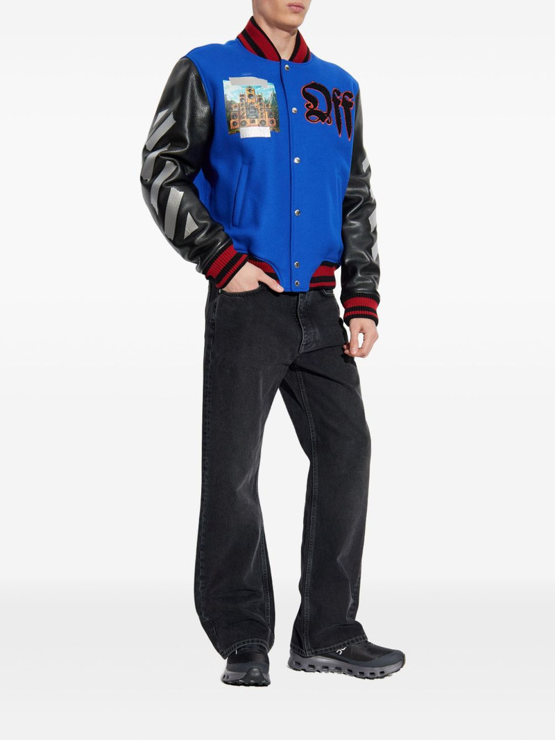 Off-White embroidery-logo bomber jacket outlook