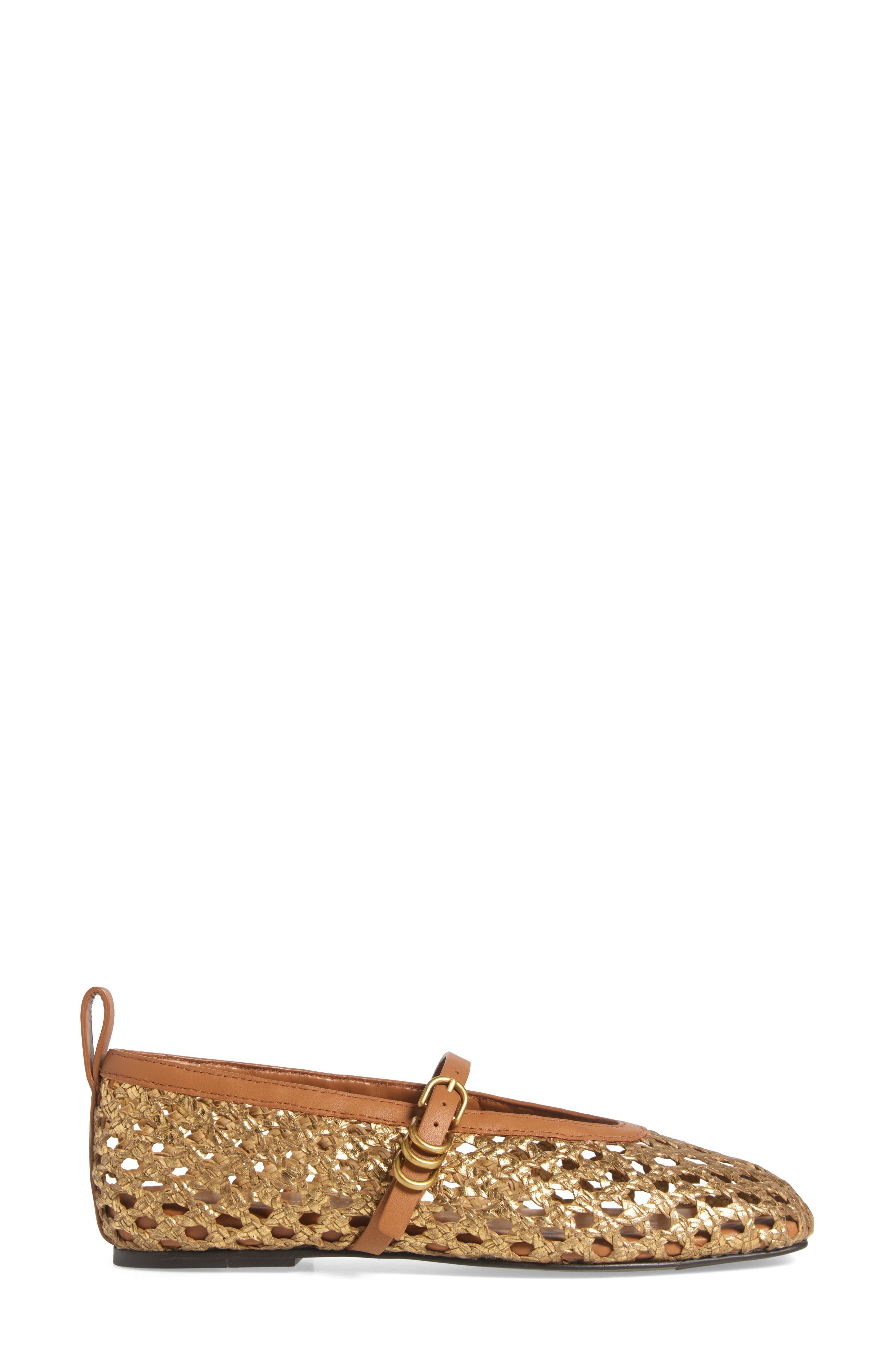 rag & bone Spire Woven Mary Jane Flat in Gold Woven at Nordstrom - 3