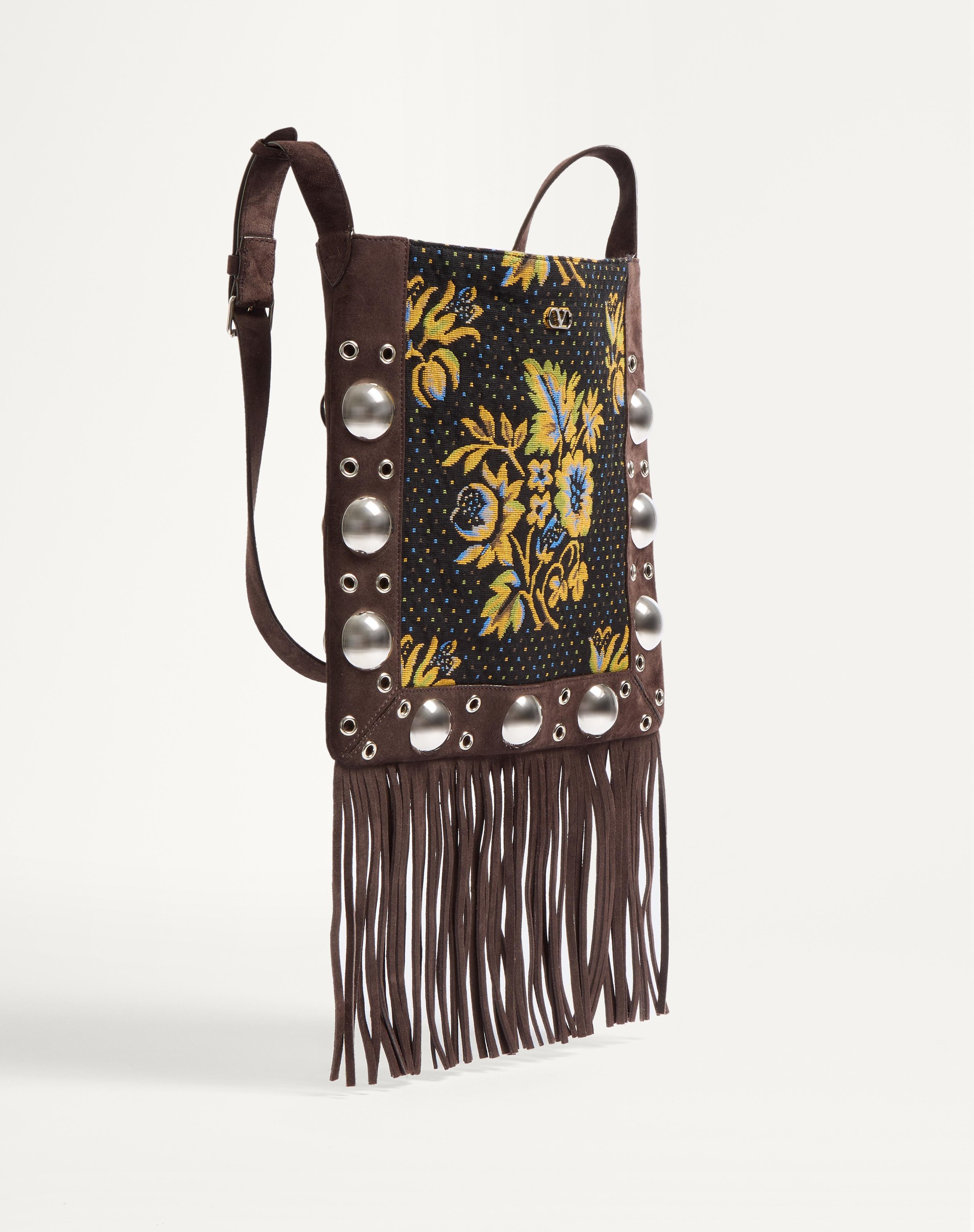 VALENTINO GARAVANI NELLCÔTE SHOULDER BAG IN JACQUARD FABRIC WITH FRINGES - 2