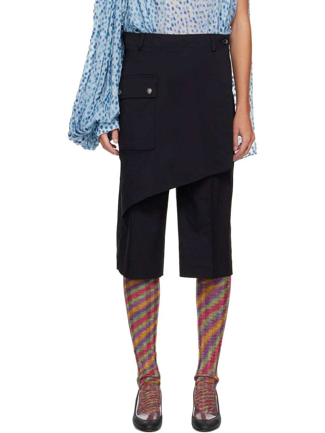 Black Linnet Wrap Culottes Shorts - 1