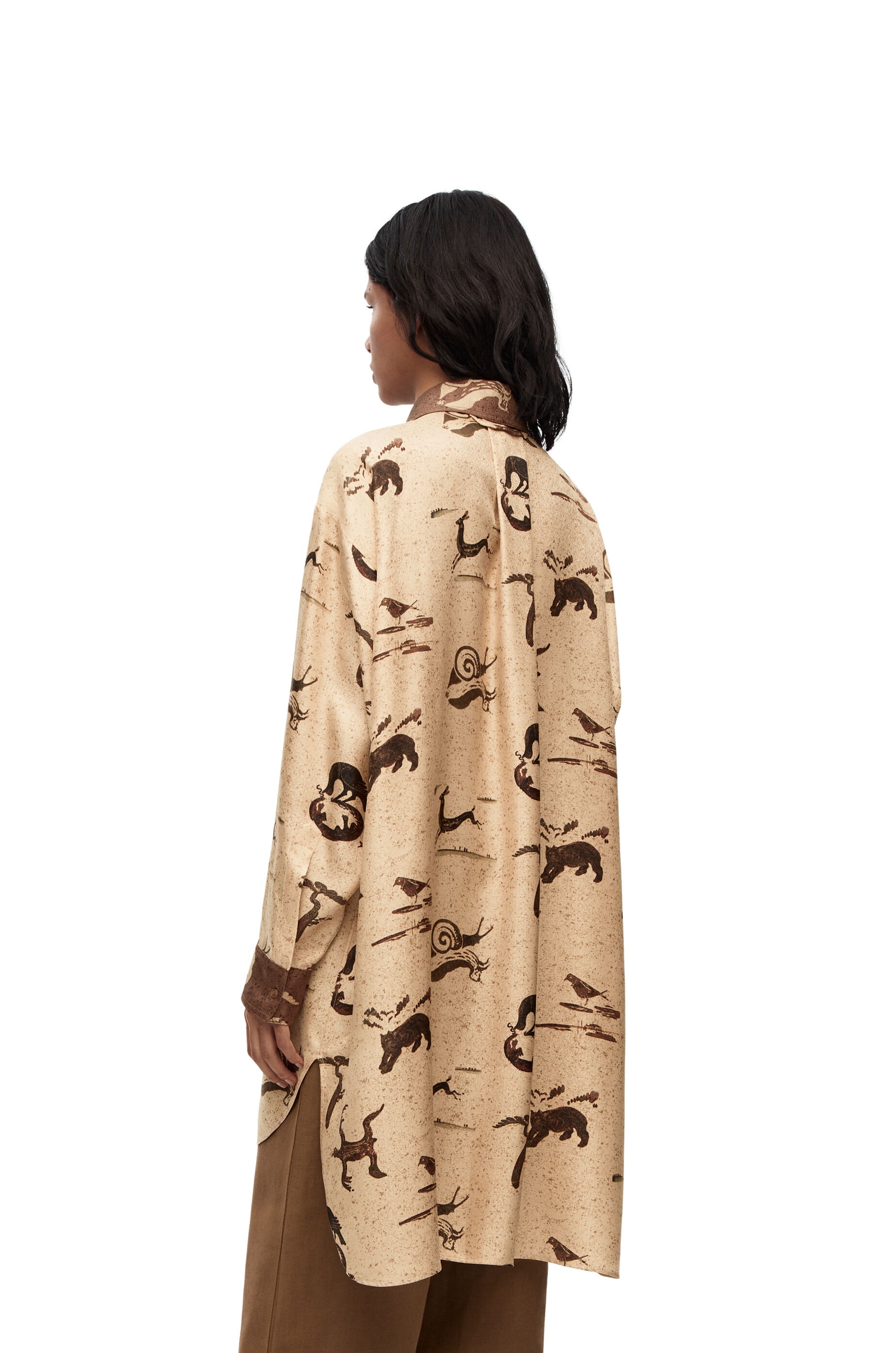 Animal print oversize shirt in silk - 4